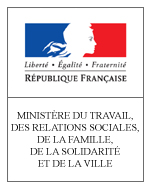 Logo Ministère du Travail, des Relations sociales, de la Famille, de la Solidarité et de la Ville