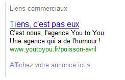 Lien sponsorisé Google à droite : Tiens, c'est pas eux