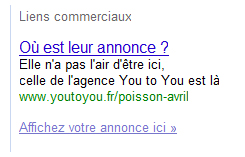 Lien sponsorisé Google à droite : Où est leur annonce ?