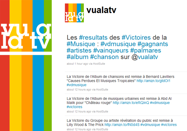 vualatv Victoire de la Musique Live Tweet