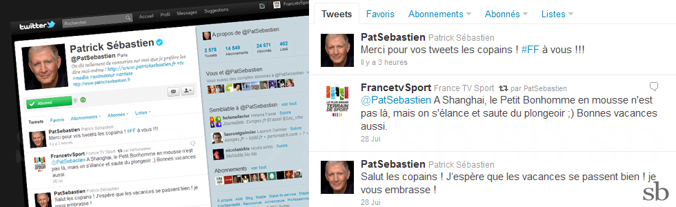 mondiaux de natation ftv patrick sebastien retweete